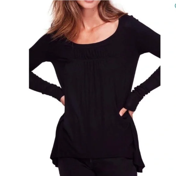 Free People Black Long Sleeve Flowy Top - Picture 3 of 9